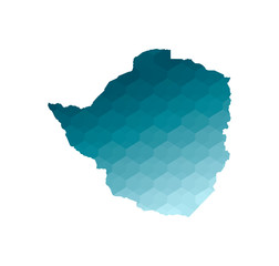 Vector isolated illustration icon with simplified blue silhouette of Zimbabwe map. Polygonal geometric style. White background