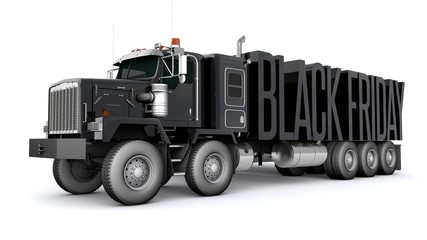 3D illustration of truck with Black Friday sign