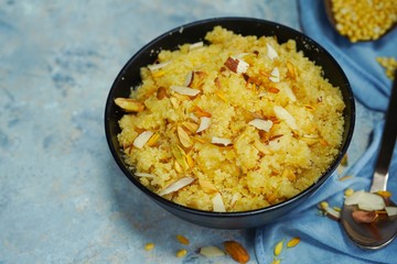 Moong Dal Halwa - Indian festival sweet, selective focus