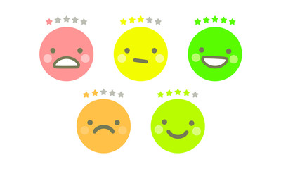 Concept of rate. Feedback emoticon icons on white background.