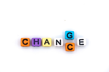 Colorful cube with word change to chance. Change yourself concept.