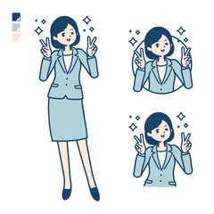 simple suit business woman_Peace sign