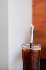 Ice coffee americano in a glass