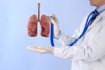 doctor check respiratory of lung , lungs disease , 3D concept 