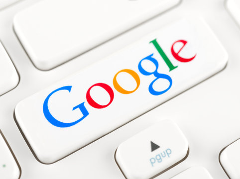 Google logotype on a keyboard button
