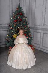 cute little girl in elegant white Victorian dress