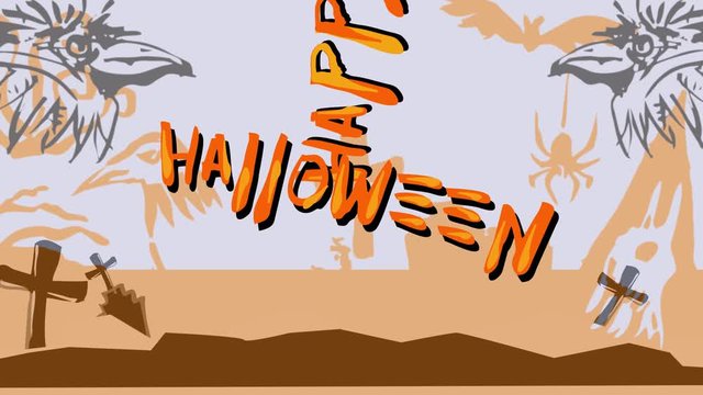 footage clip  of  Happy Halloween wording  movement in circle.