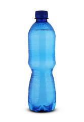 Naklejka premium blue small bottle with mineral water
