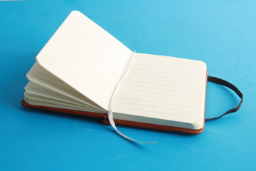 brown leather notebook open