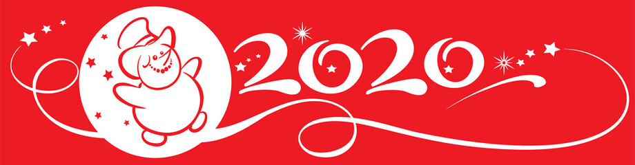 2020 Happy new year, banner for the holiday. Vector image