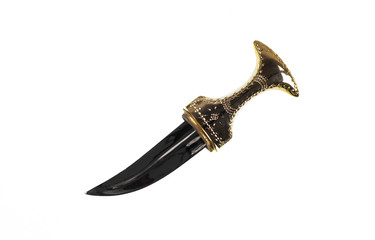 golden ottoman turkish dagger isolated on white background