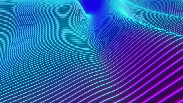 Looped animation. Abstract colorful wavy background in bright rainbow colors. Modern colorful wallpaper. 3d rendering.