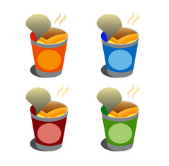 ramen instant noodle cup set icon symbol illustration