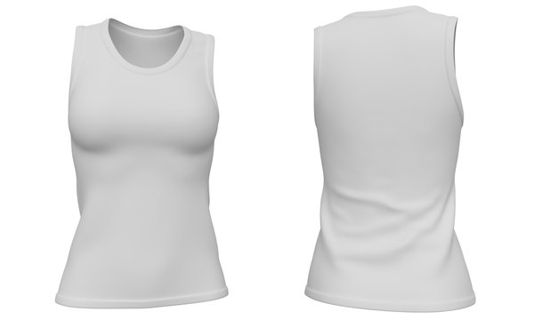 Mockup Woman sleeveless t-shirt isolated on white background. 3d rendering