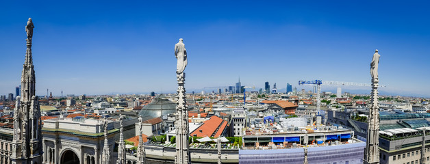 Naklejka premium View from roof terrace of Milan Catehdral in Italy