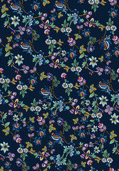 Seamless floral background scarf art abstract design textile. seamless beautiful artistic bright tropical pattern with exotic forest. Colorful Fabric Flower pattern. Beautiful vintage Floral