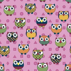 Fotobehang Seamless pattern with owls for children decoration © natareal