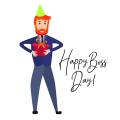 Happy boss day, celebrating card, illustration