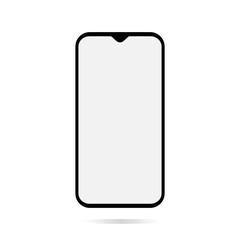 Smartphone, mobile phone, iPhone on white background,Transparent black and white mobile phone. icon-vector