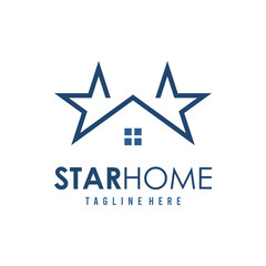 Obraz premium Star and House Combination Real Estate Architecture Logo Design Flat Vector Illustration