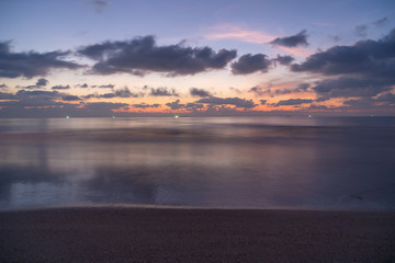 The beautiful landscape  on sea with sunset blackground