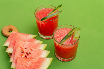 Fresh juice of watermelon, smoothie, cocktail. Sweet summer dessert healthy food concept