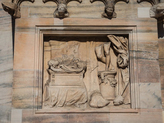 Ornate facade of Milan Catehdral in Italy