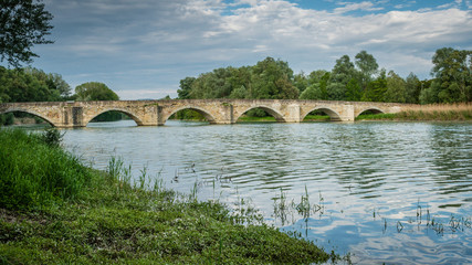 Fototapeta na wymiar The Buriano bridge over the Arno river in Italy