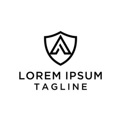 Initial Letter A with Shield Logo Template