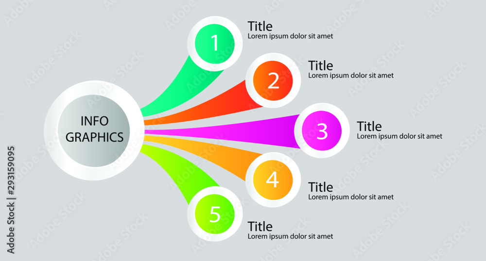 Aufkleber infographic design template with 5 list elements place for your text. vector illustration.