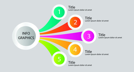 Infographic design template with 5 list elements place for your text. Vector illustration.