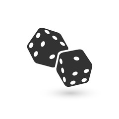 Two Dice cubes. Dice with white dots on a white background. 3D effect Vector illustration.