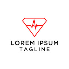 Diamond Medical Hearbeat Logo Template Vector