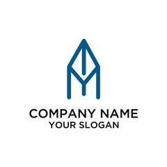 Fototapeta premium Initial Letter AM Home logo design Template