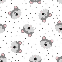 Seamless pattern with cute dog. Vector illustration.