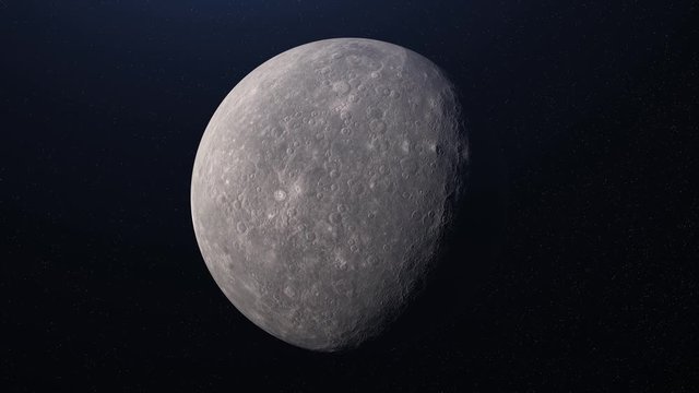 Breathtaking cosmos background with rotating realistic moon. Animation. Astronomical body, full moon cycle, view from space, grey rotating sphere among stars.