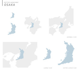 dotted Japan map, Osaka