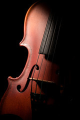 Fototapeta premium Violin on black background.