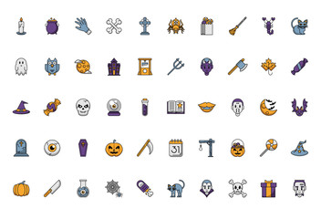 bundle of halloween set icons