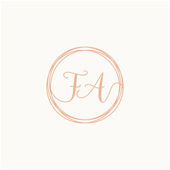 FA Initial Handwriting logo template, Creative fashion logo design, couple wedding concept -vector