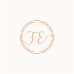 FE Initial Handwriting logo template, Creative fashion logo design, couple wedding concept -vector