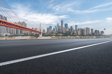 Skyline of urban roads and architectural landscapes..