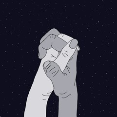 Holding hands in the night