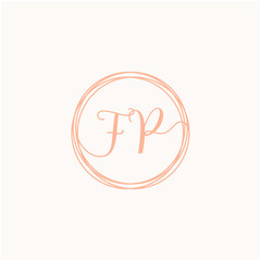 FP Initial Handwriting logo template, Creative fashion logo design, couple wedding concept -vector