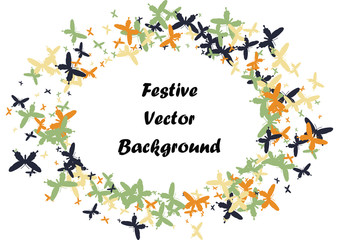 Festive butterfly confetti background. Frame vector pattern texture for holiday, postcard, poster, carnival, banner, birthday and children's parties. Butterfly cover mock-up. Wedding butterfly layout