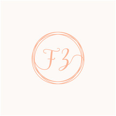 FZ Initial Handwriting logo template, Creative fashion logo design, couple wedding concept -vector