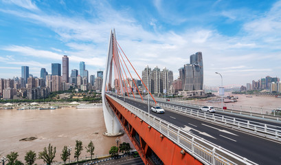 Skyline of urban roads and architectural landscapes..