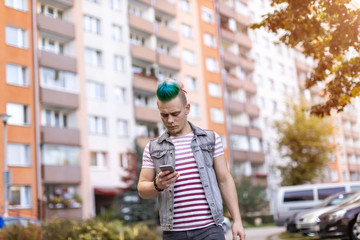 Young punk man in a public housing estates