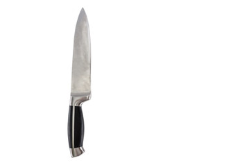 knife on a white background. View from above. Large, kitchen knife.