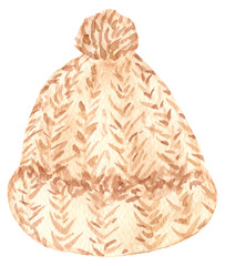 Hand painted watercolor cap hat. Hand drawn illustration isolated on white background.